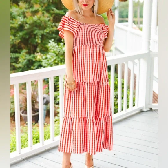 BUDDY LOVE Red Checkered Midi Dress - Picture 3 of 7